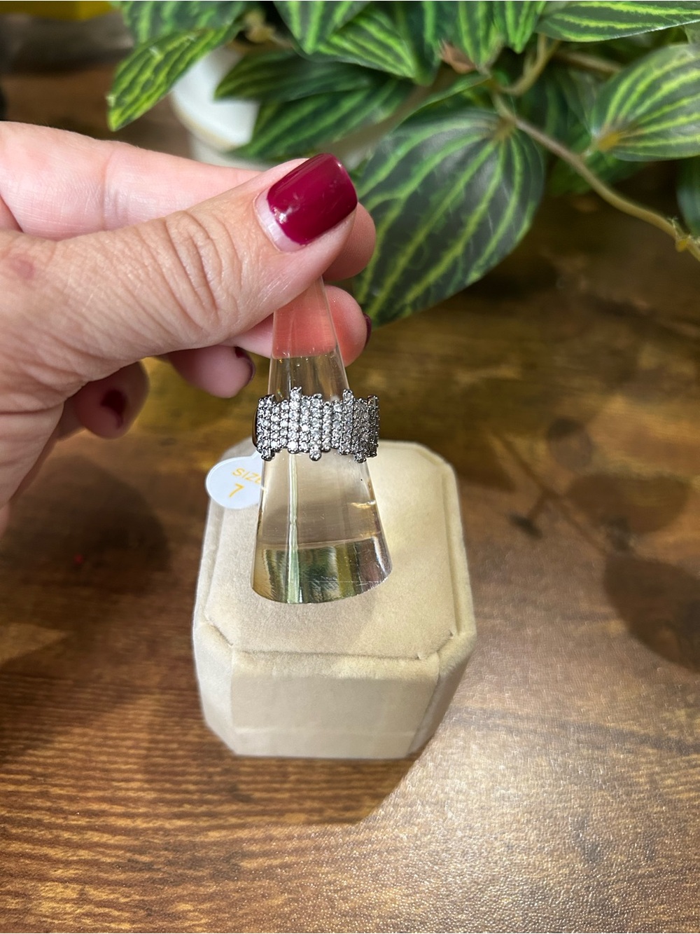 Bomb Party OG Hematite & Diamond CZ Ring, Size 7